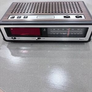 Vintage Sears AM/FM Electronic Clock Radio Wood Grain LED Display tested working